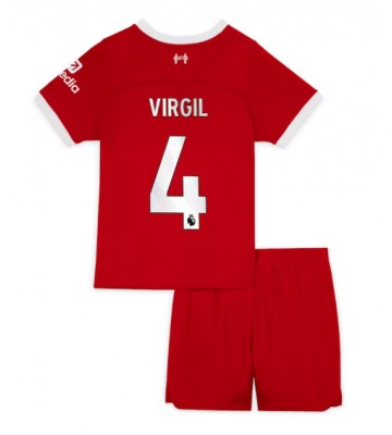 Liverpool Virgil van Dijk #4 Koszulka Podstawowych Dziecięca 2023-24 Krótki Rękaw (+ Krótkie spodenki)